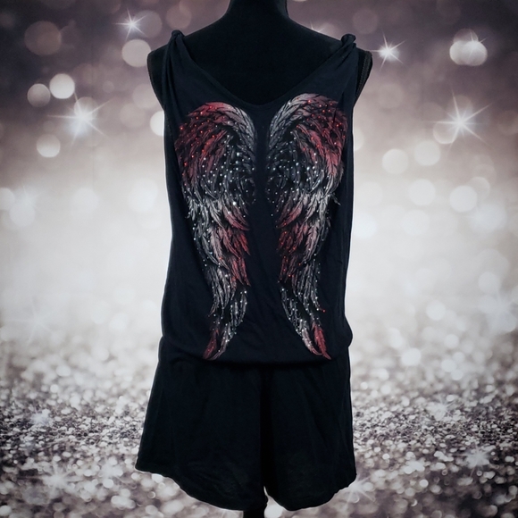 Sinful Pants - Sinful Rhinestone Wings Small Romper